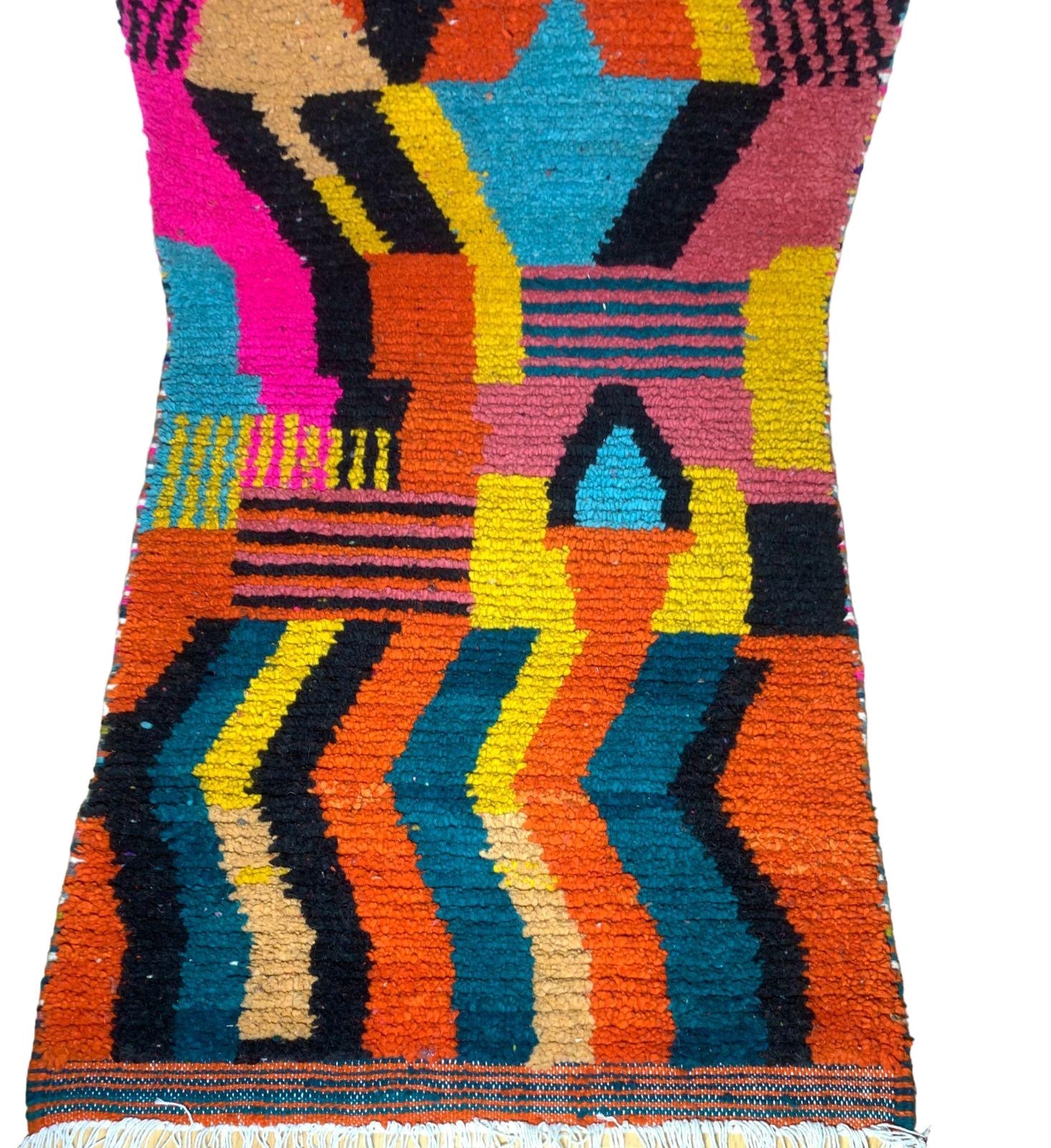 Geometric story - Azilal Colourful Moroccan Runner Rug