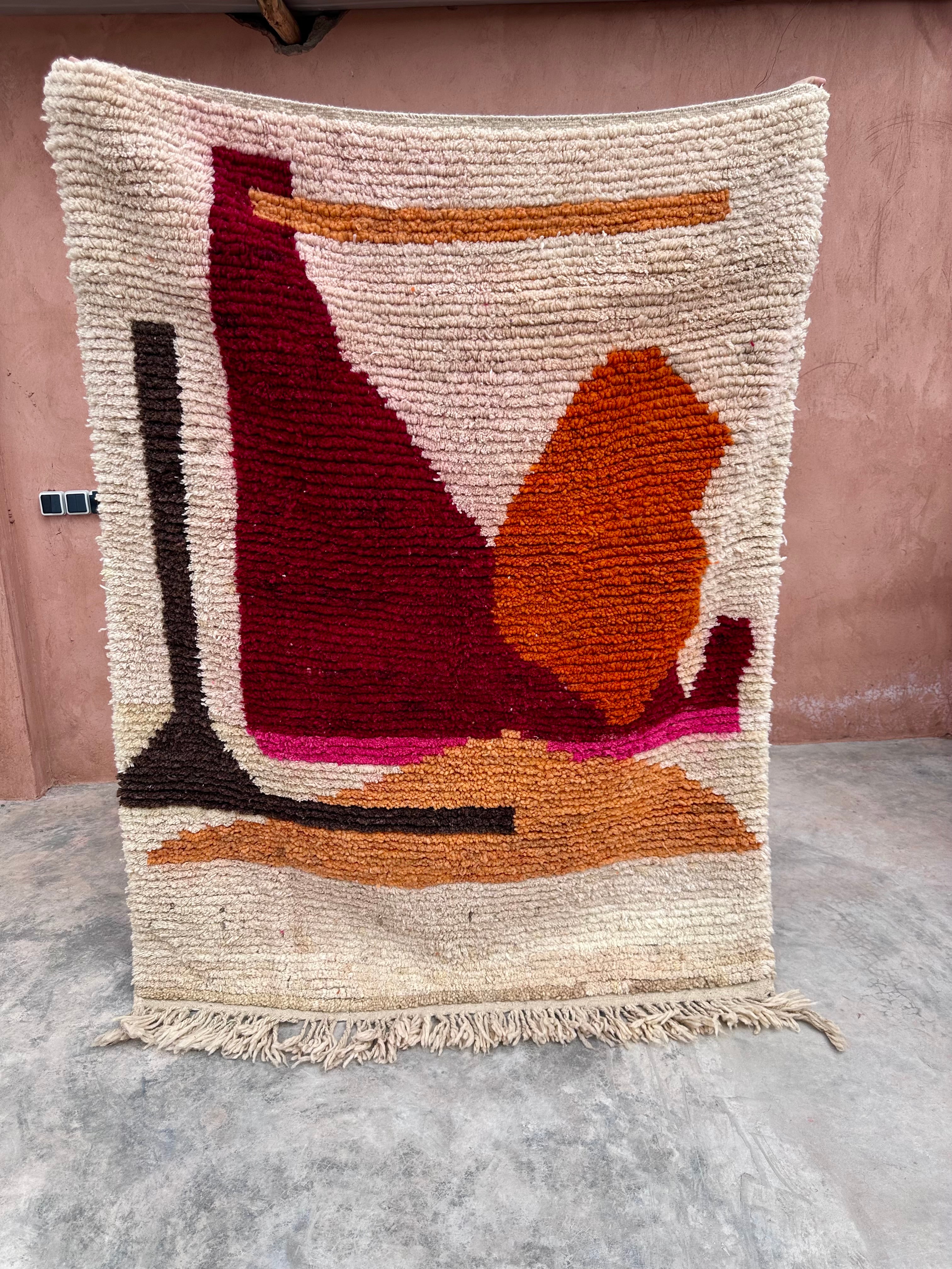 Minimalist landscape- Boujad Natural Moroccan Rug