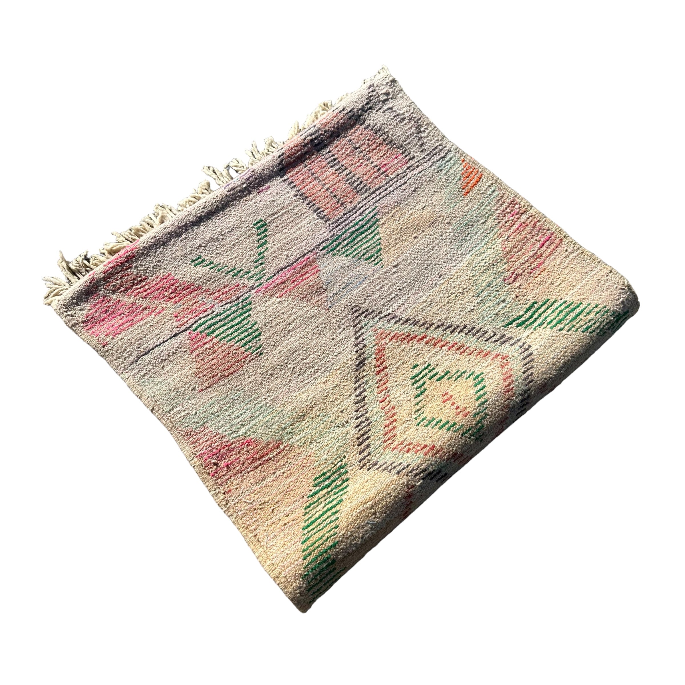 Natural Green Symbols - Azilal Moroccan Runner Rug