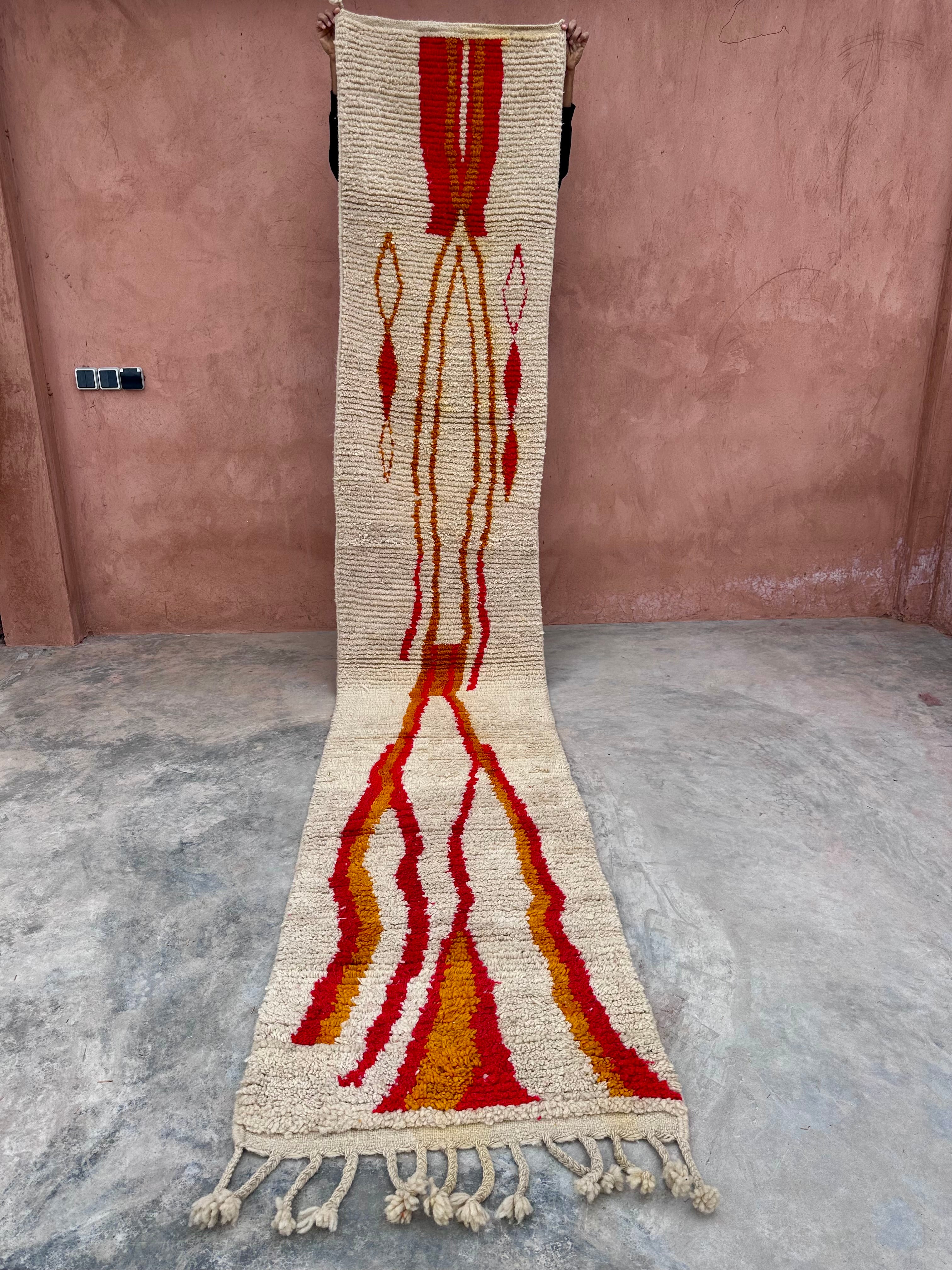 Fire Mountains & River - Boujad Natural Moroccan Runner Rug