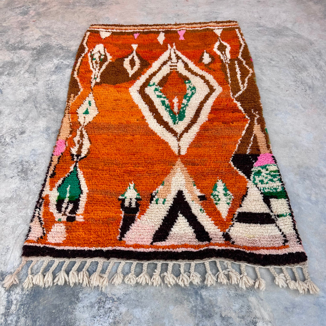 Burnt Orange Diamond - Boujad Natural Moroccan Rug