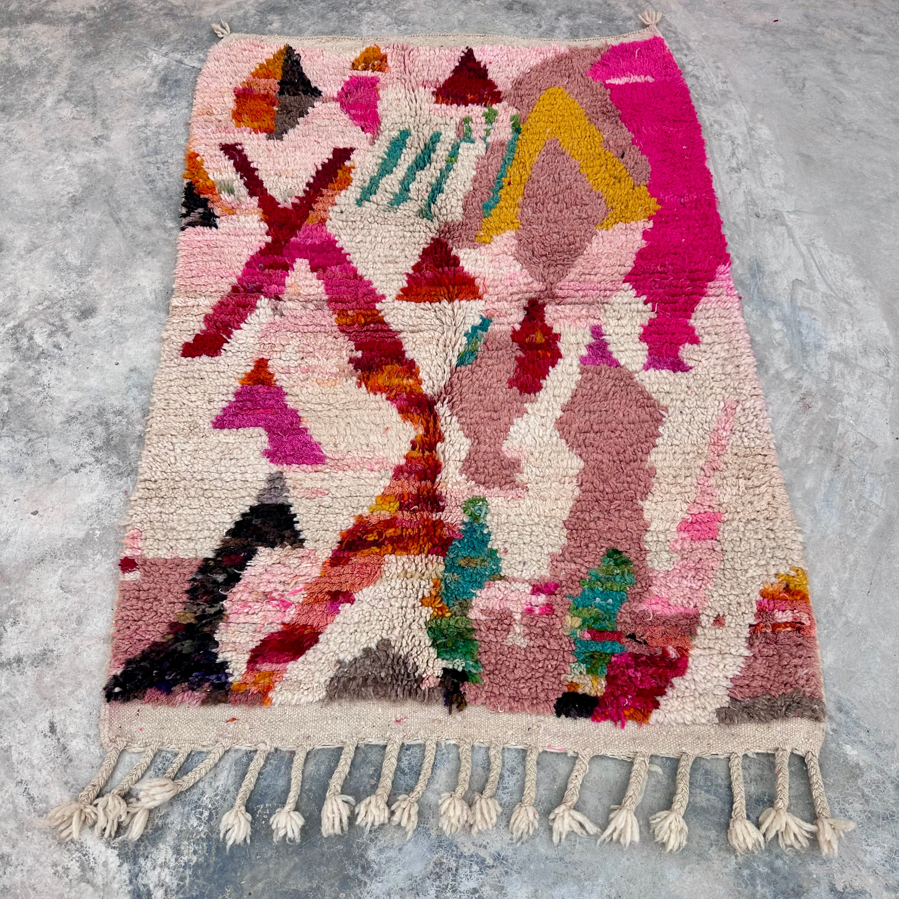 Woolen Artwork - Boujad Natural Moroccan Rug