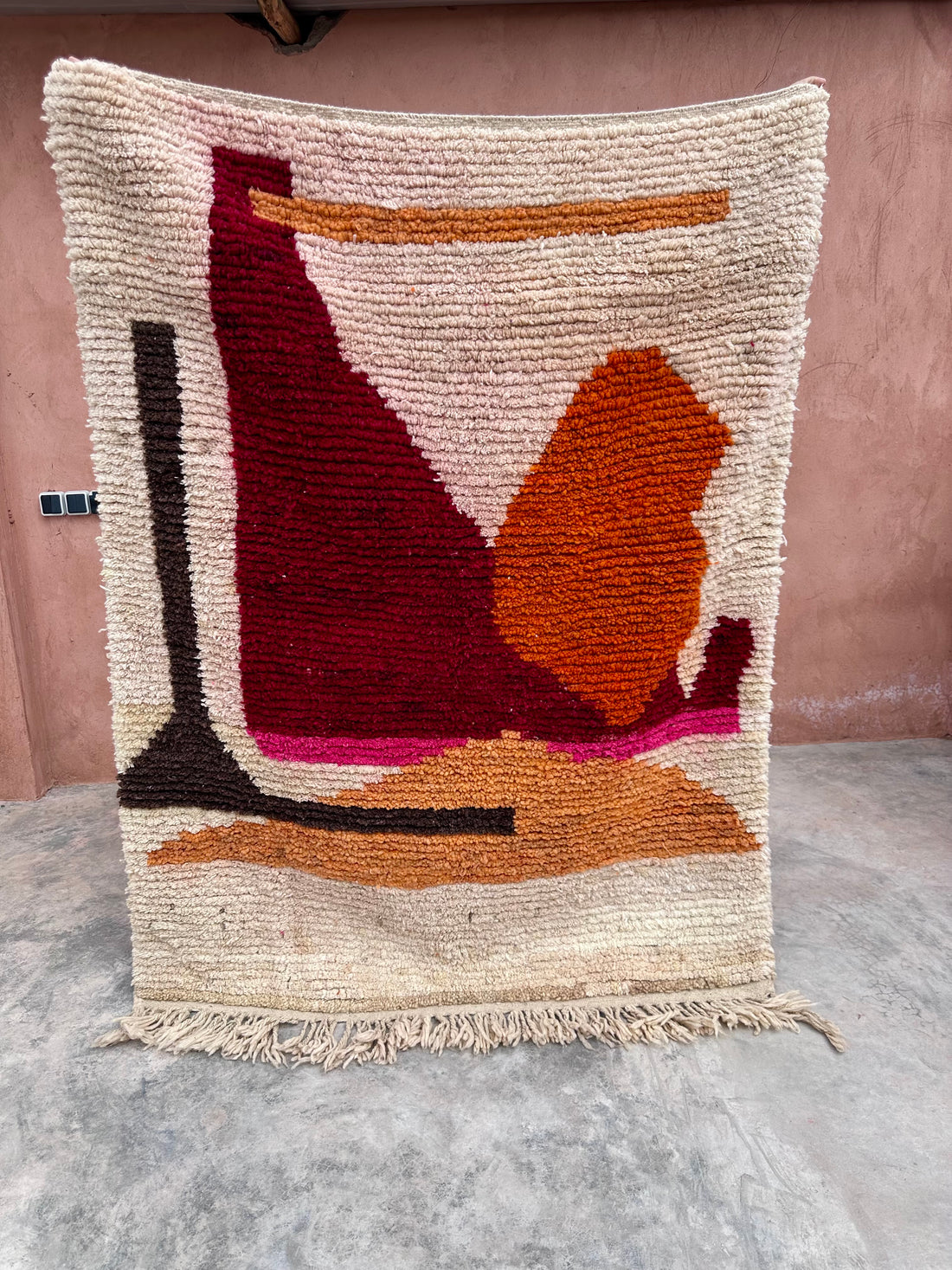 Minimalist landscape- Boujad Natural Moroccan Rug