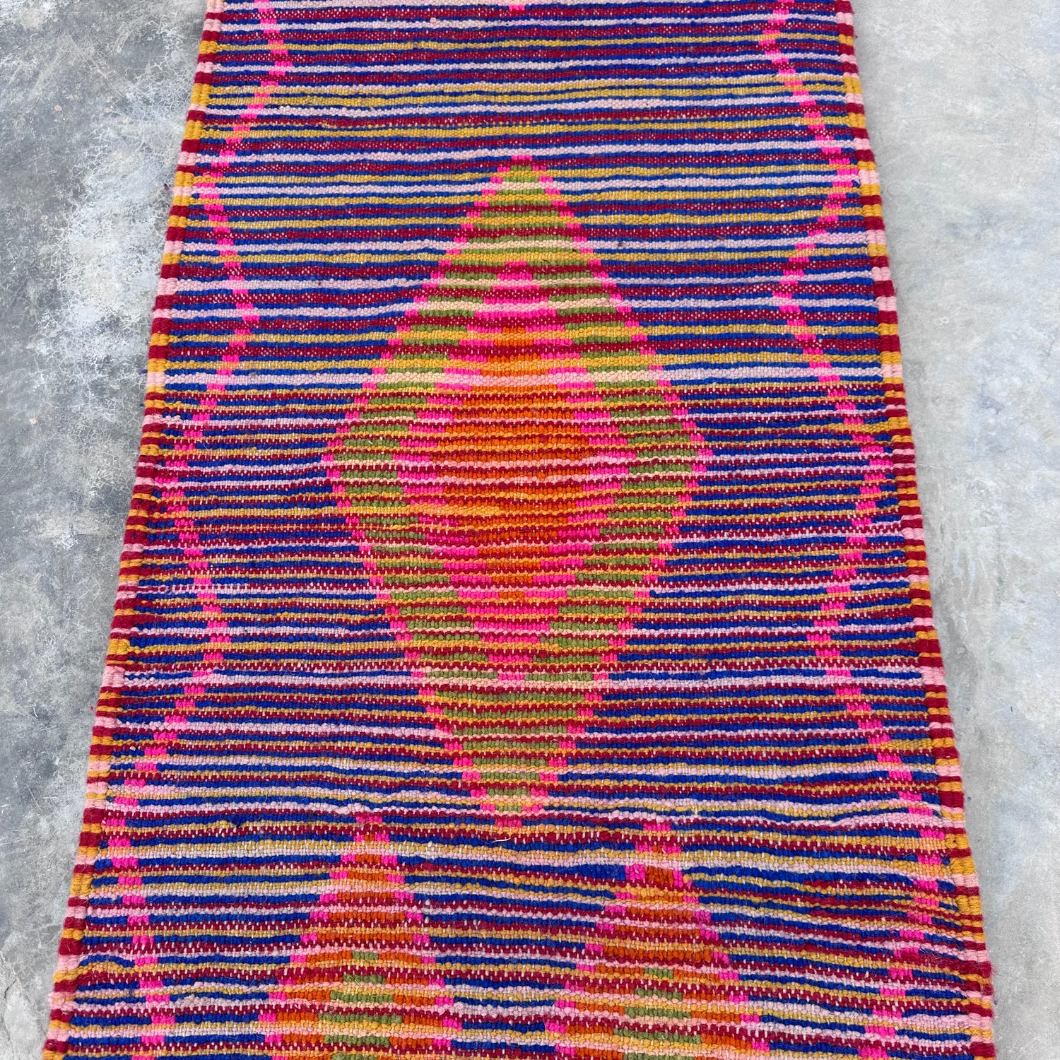 Tuareg Blue Diamonds- Boujad Natural Moroccan Runner Rug