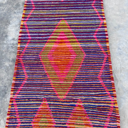 Tuareg Blue Diamonds- Boujad Natural Moroccan Runner Rug