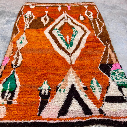 Burnt Orange Diamond - Boujad Natural Moroccan Rug