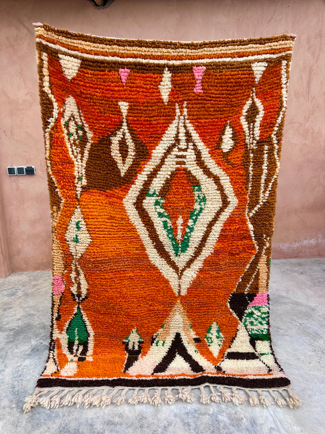 Burnt Orange Diamond - Boujad Natural Moroccan Rug